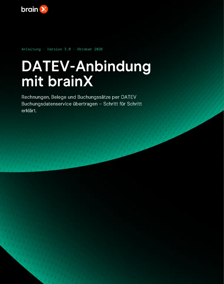 Titelseite des Whitepapers „DATEV-Anbindung mit brainX“